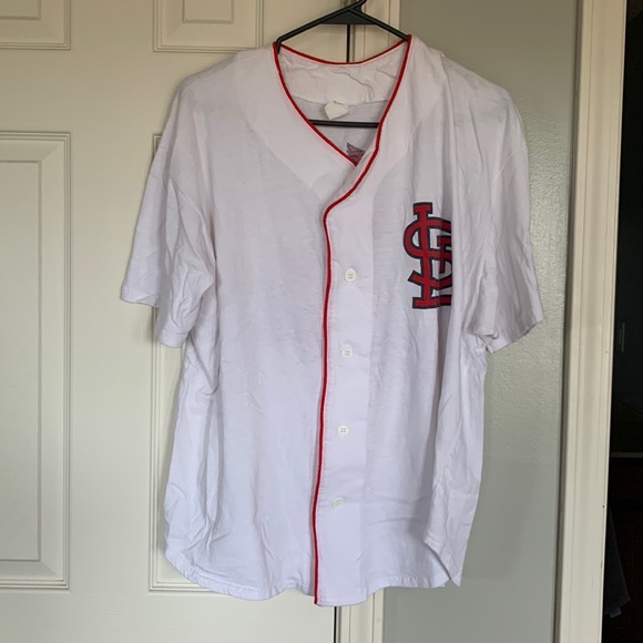 St. Louis Cardinals white jersey 100% cotton size Large button up. - Picture 2 of 7